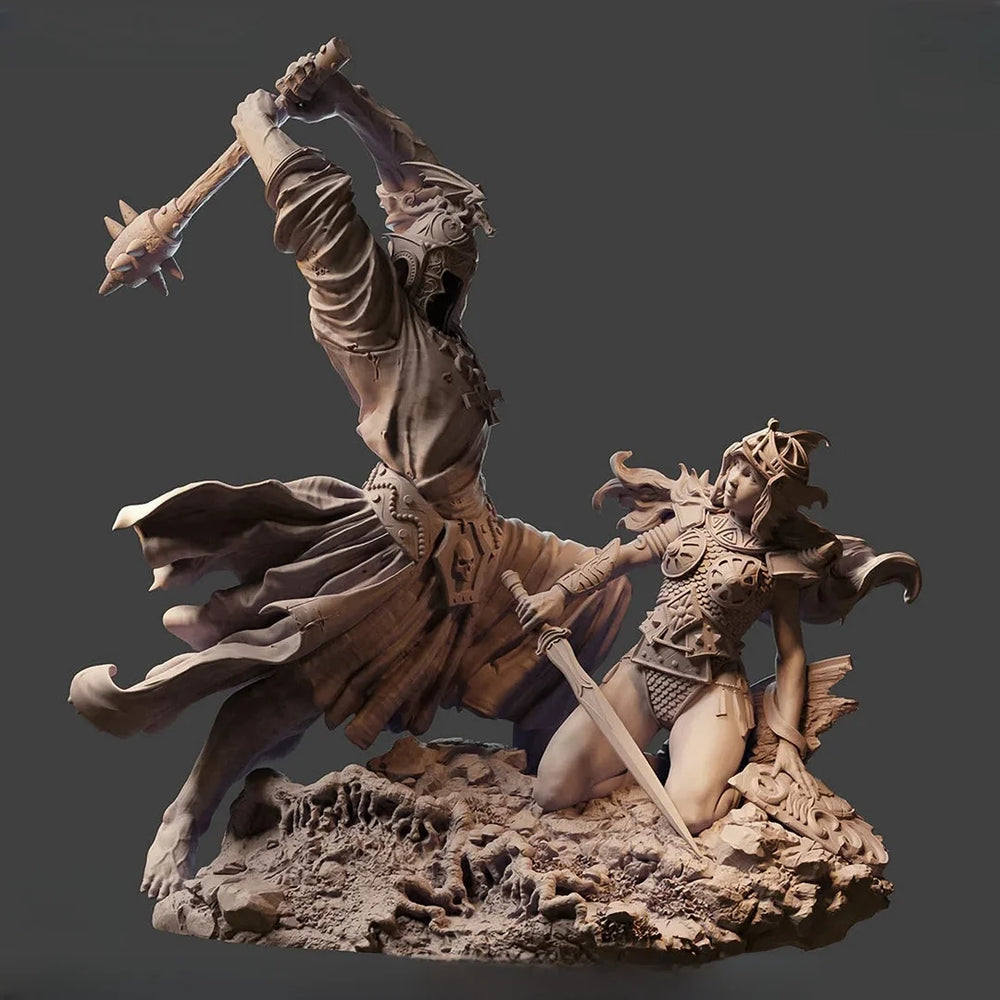 75mm Eowyn Warrior, 2 Figures, Resin Model Diorama Kit, Fantasy Theme, Unassembled and Unpainted