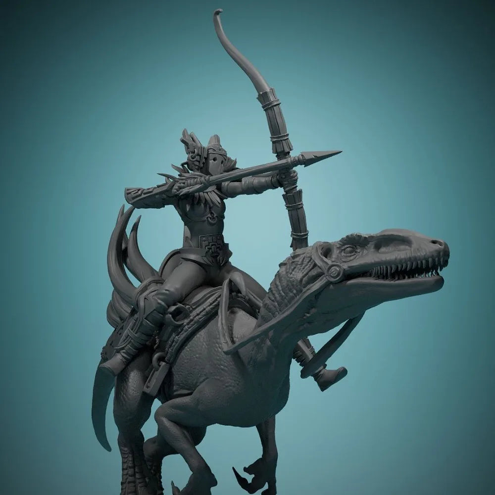 72mm Dragon-Mounted Archer, Resin Model Figure Kit, Fantasy Theme, Unassembled and Unpainted