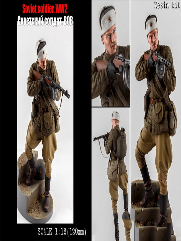 1/16 WWII Soviet Soldier, Resin Model Figure Kit, Unassembled and Unpainted