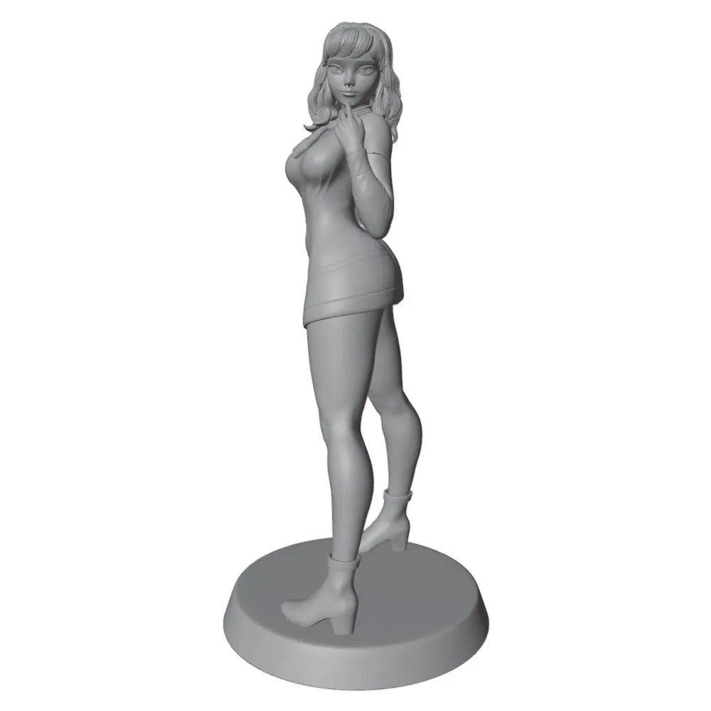 1/24 Standing Pin-up in Short Dress, Resin Model Figure Kit, Unassembled and Unpainted
