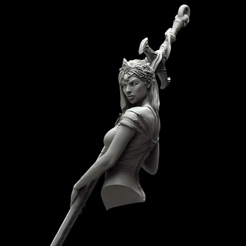 1/10 Female Crown Warrior, Resin Model Bust Kit, Fantasy Theme, Unassembled and Unpainted