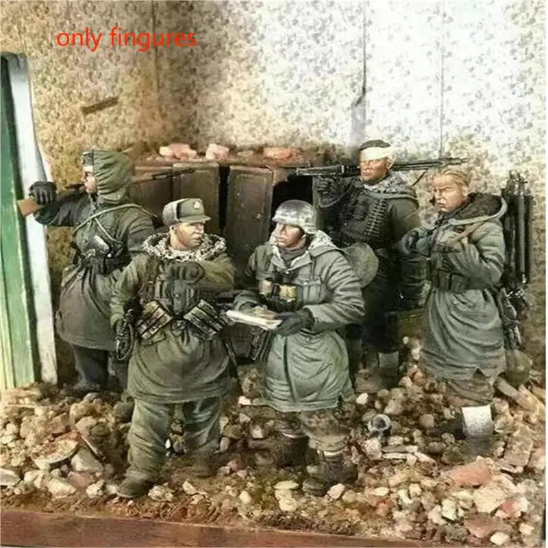 1/35 WWII Soldiers in Combat, 5 Figures, Resin Model Figure Kit, Unassembled and Unpainted