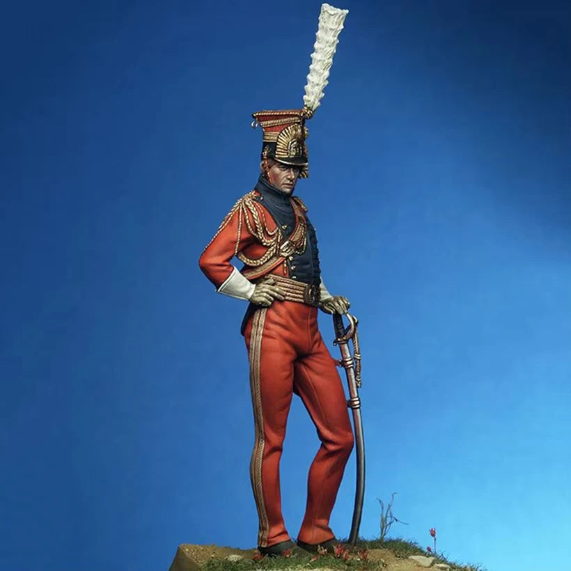 1/24 Napoleonic British Cavalry Officer with Sabre, Resin Model Figure Kit, Unassembled and Unpainted