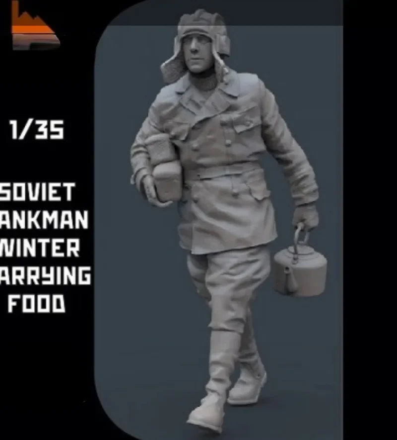 1/35 WWII Soviet Tankman in Winter Gear, Resin Model Figure Kit, Unassembled and Unpainted
