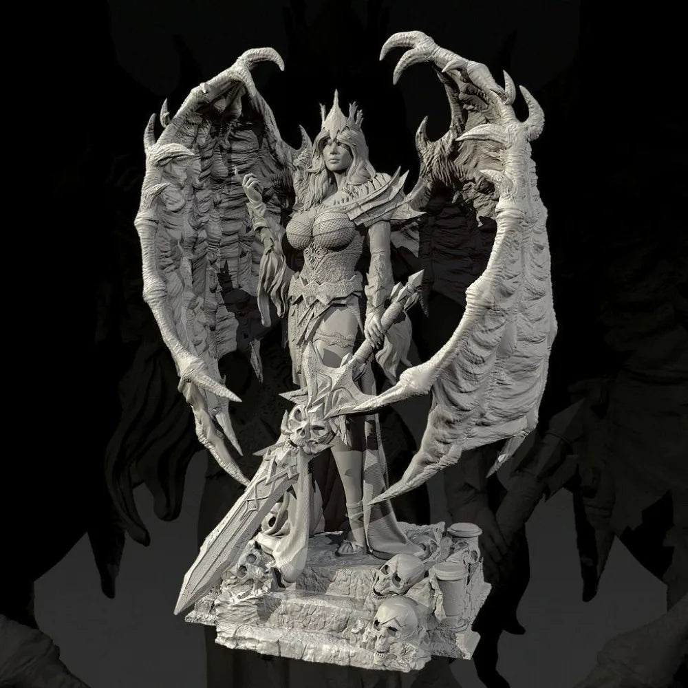 90mm Dark Angel Demon Queen, Resin Model Figure Kit, Fantasy Theme, Unassembled and Unpainted
