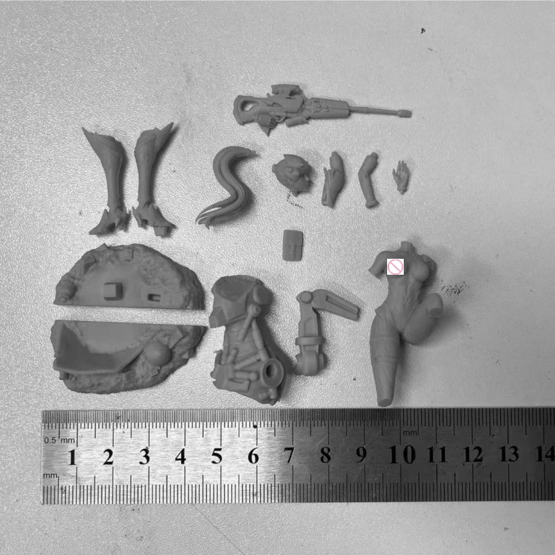 1/24 Modern Fantasy Female Sniper, Resin Model Figure Kit, Unassembled and Unpainted