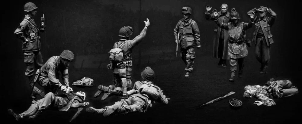 1/35 WWII German Infantry Squad Combat Positions, 10 Figures, Resin Model Figure Kit, Unassembled and Unpainted