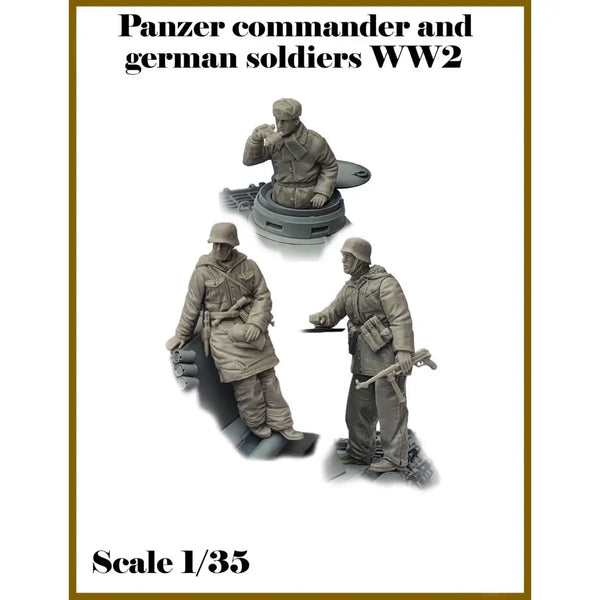 1/35 WWII Panzer Commander with Binoculars and Crew, 6 Figures, Resin Model Figure Kit, Unassembled and Unpainted