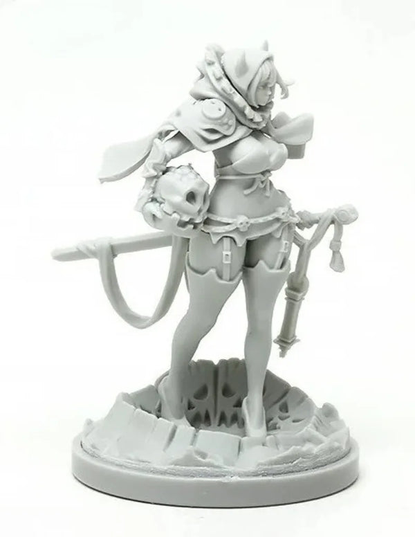 30mm Sorceress with Skull and Whip, Resin Model Figure Kit, Fantasy Theme, Unassembled and Unpainted