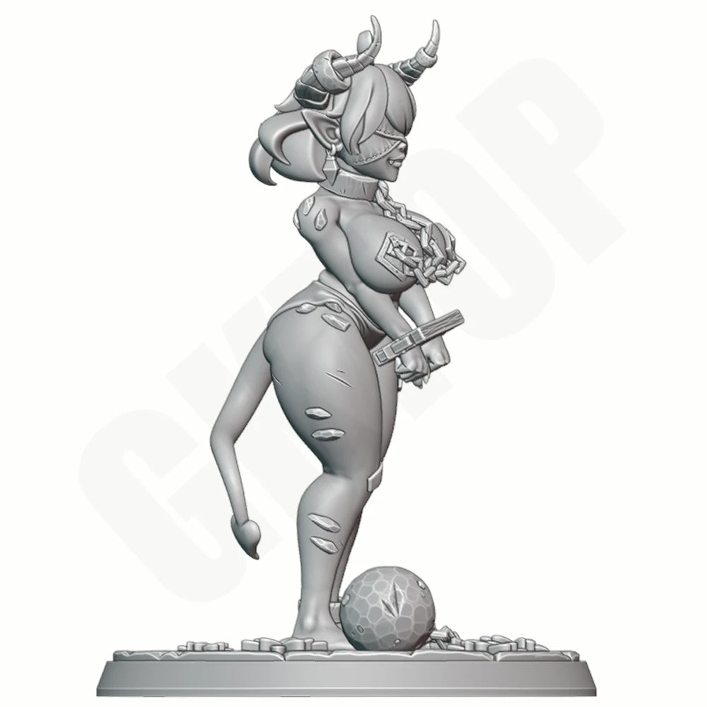 1/24 Spiral-Horned Demon Sorceress, Resin Model Figure Kit, Fantasy Theme, Unassembled and Unpainted