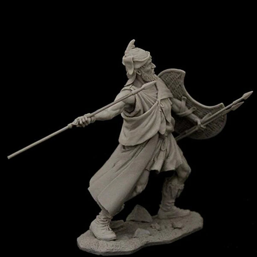 1/24 Medieval Norse Warrior with Horned Helmet and Axe, Resin Model Figure Kit, Unassembled and Unpainted