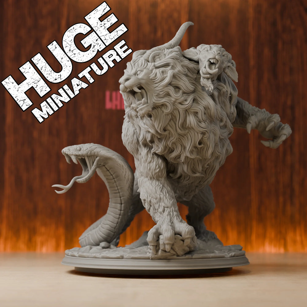 75mm Chimera Monster, Resin Model Creature Kit, Fantasy Theme, Unassembled and Unpainted