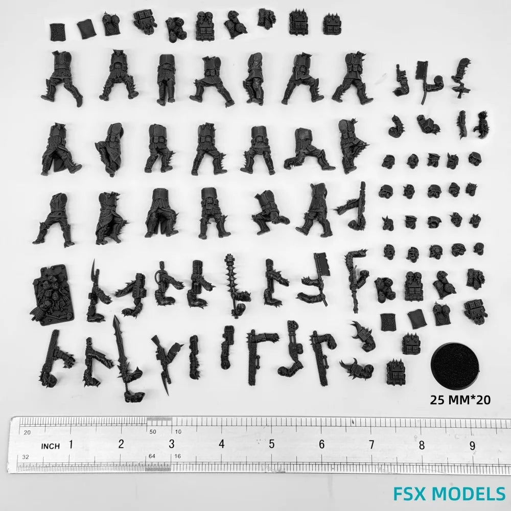 Grimdark Sci-Fi Military Infantry, 20 Figures, Resin Model Figure Kit, Sci-Fi Theme, Unassembled and Unpainted
