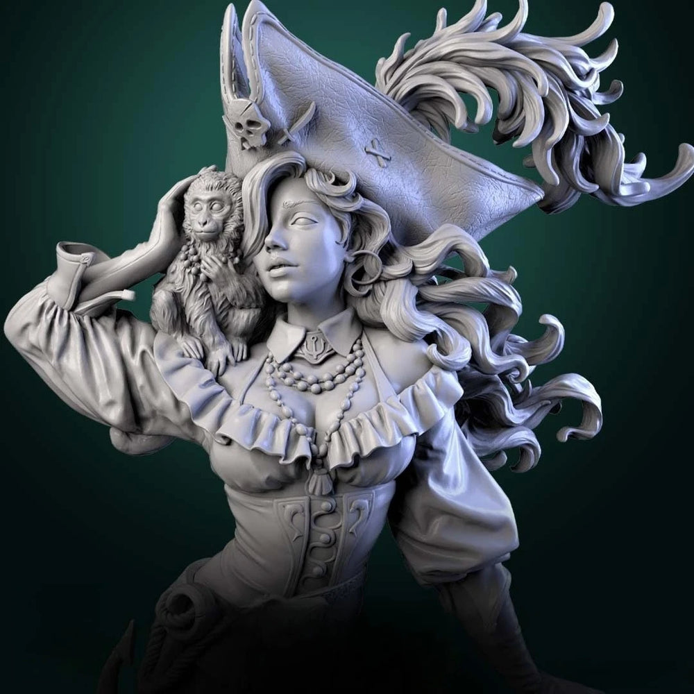 140mm Female Pirate, Resin Model Bust Kit, Fantasy Theme, Unassembled and Unpainted