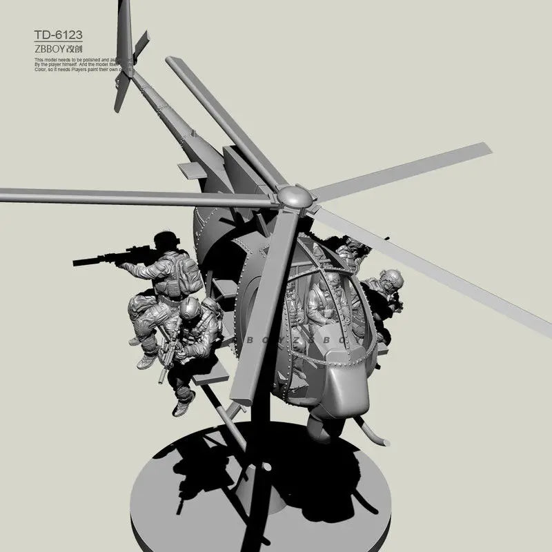 50mm Modern Special Operations Helicopter, 8 Figures, Resin Model Vehicle Kit, Unassembled and Unpainted