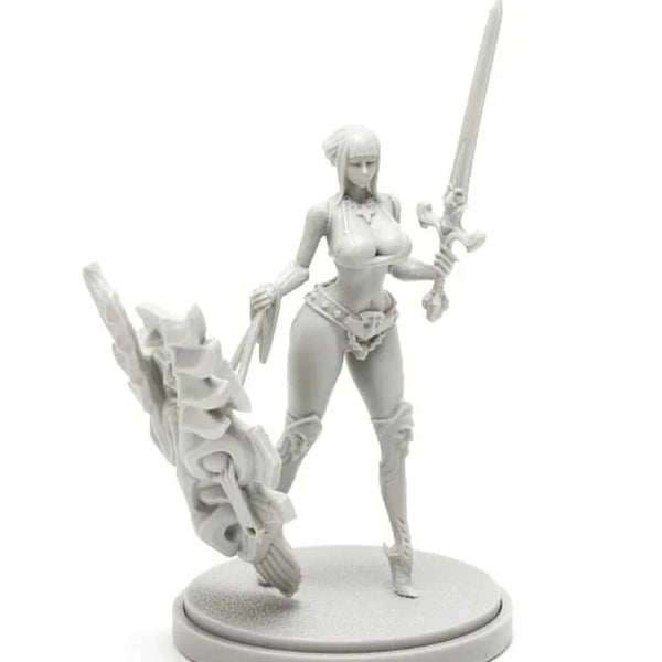 30mm Female Paladin Warriors, 2 Figures, Resin Model Figure Kit, Fantasy Theme, Unassembled and Unpainted