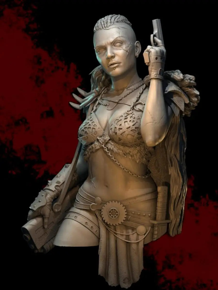 1/10 Female Hunter Warrior, Resin Model Bust Kit, Fantasy Theme, Unassembled and Unpainted