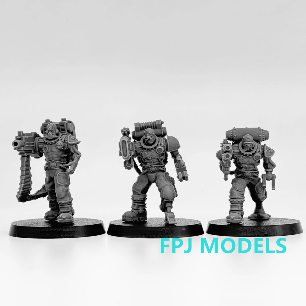 Cyborg Soldiers, 9 Figures, Resin Model Figure Kit, Sci-Fi Theme, Unassembled and Unpainted