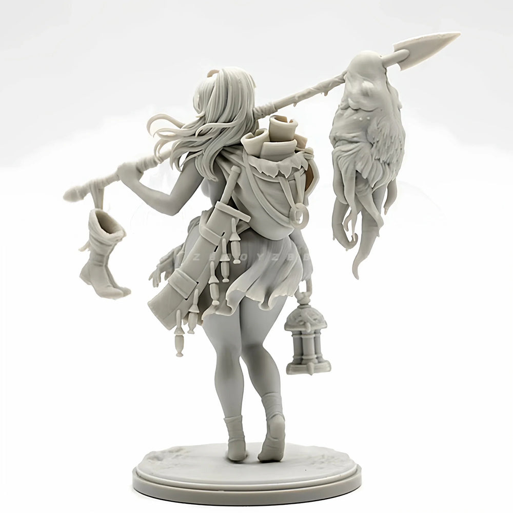 75mm Female Fantasy Warrior with Axe, Resin Model Figure Kit, Fantasy Theme, Unassembled and Unpainted