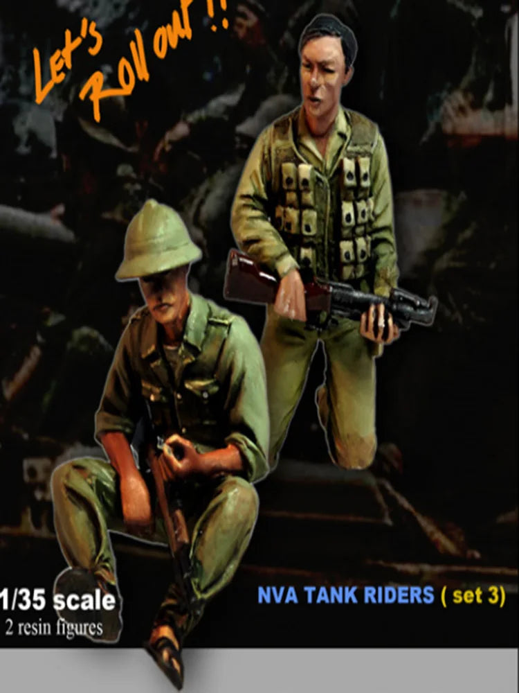 1/35 Vietnam War NVA Tank Riders, 2 Figures, Resin Model Figure Kit, Unassembled and Unpainted
