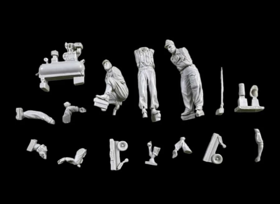 1/35 Modern Maintenance Workers, 4 Figures, Resin Model Figure Kit, Unassembled and Unpainted