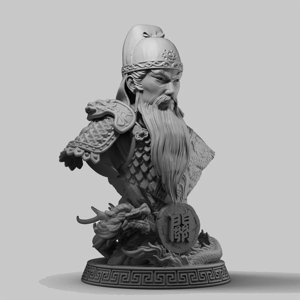 60mm Medieval Chinese General Yu Guan, Resin Model Bust Kit, Unassembled and Unpainted