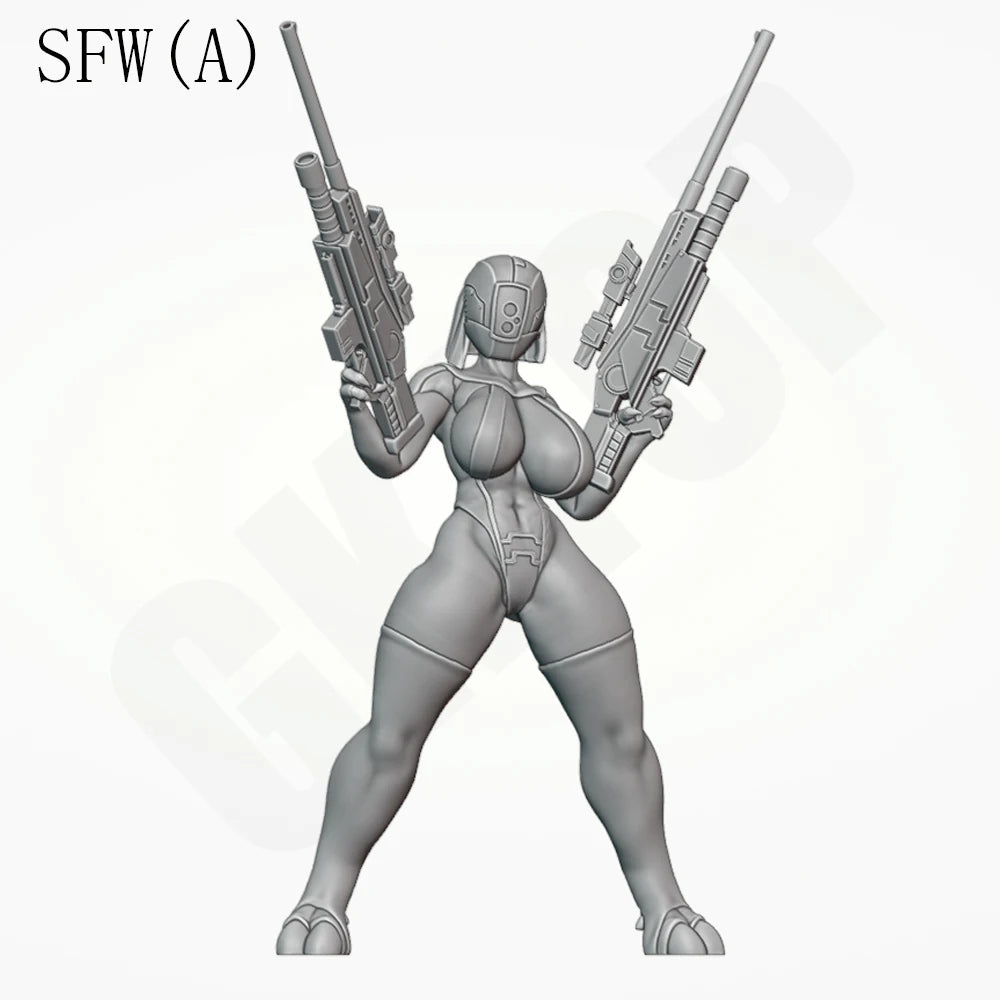1/24 Sci-Fi Female Sniper, Resin Model Figure Kit, Unassembled and Unpainted