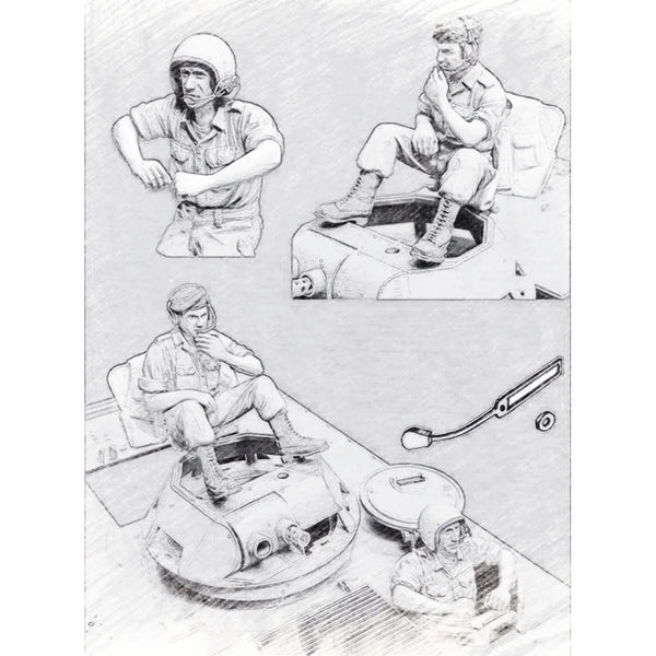 1/35 Cold War Soviet Vehicle Crew, 2 Figures, Resin Model Figure Kit, Unassembled and Unpainted