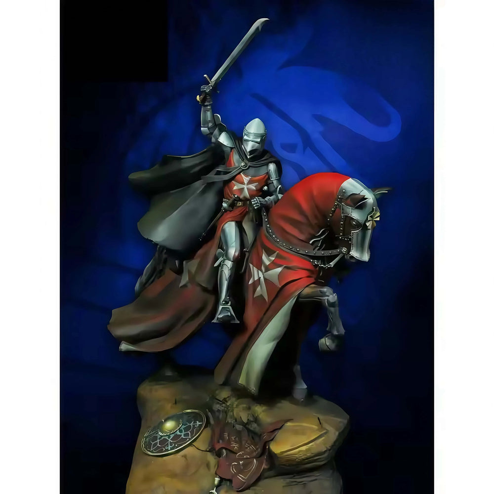 1/24 Medieval Knight on Horseback, Resin Model Figure Kit, Unassembled and Unpainted