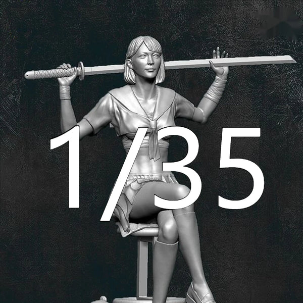 1/12 Female Bodyguard with Polearm, Resin Model Figure Kit, Unassembled and Unpainted
