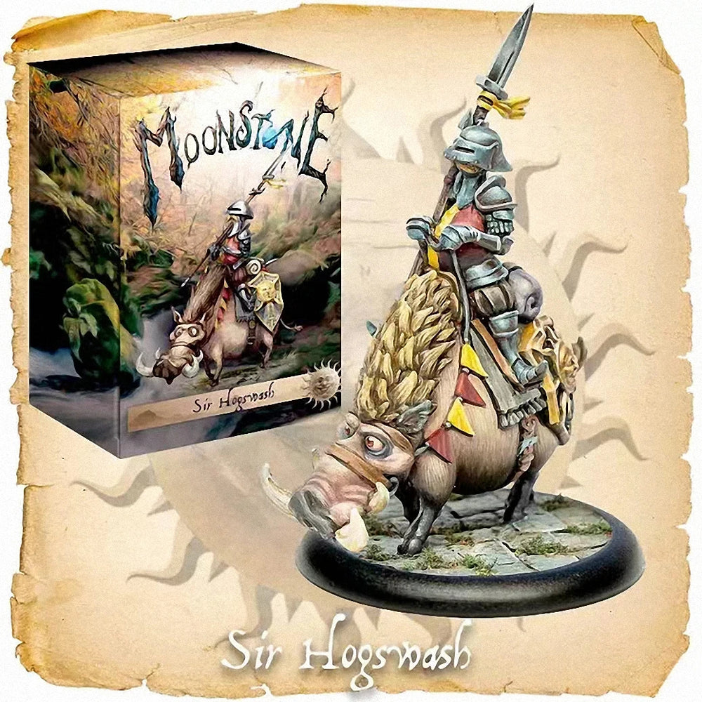 Sir Hogswash Mounted Warrior, Resin Model Figure Kit, Fantasy Theme, Unassembled and Unpainted