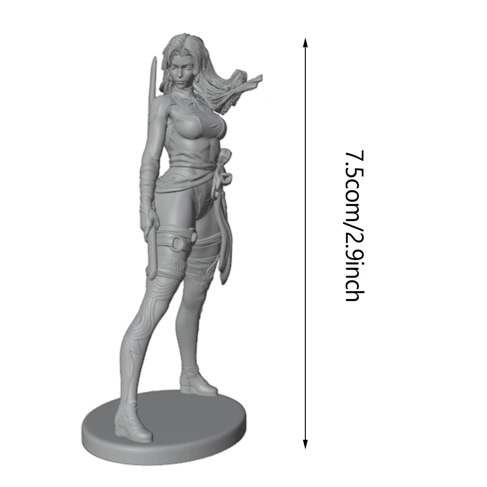 75mm Samurai Girl, Resin Model Figure Kit, Fantasy Theme, Unassembled and Unpainted