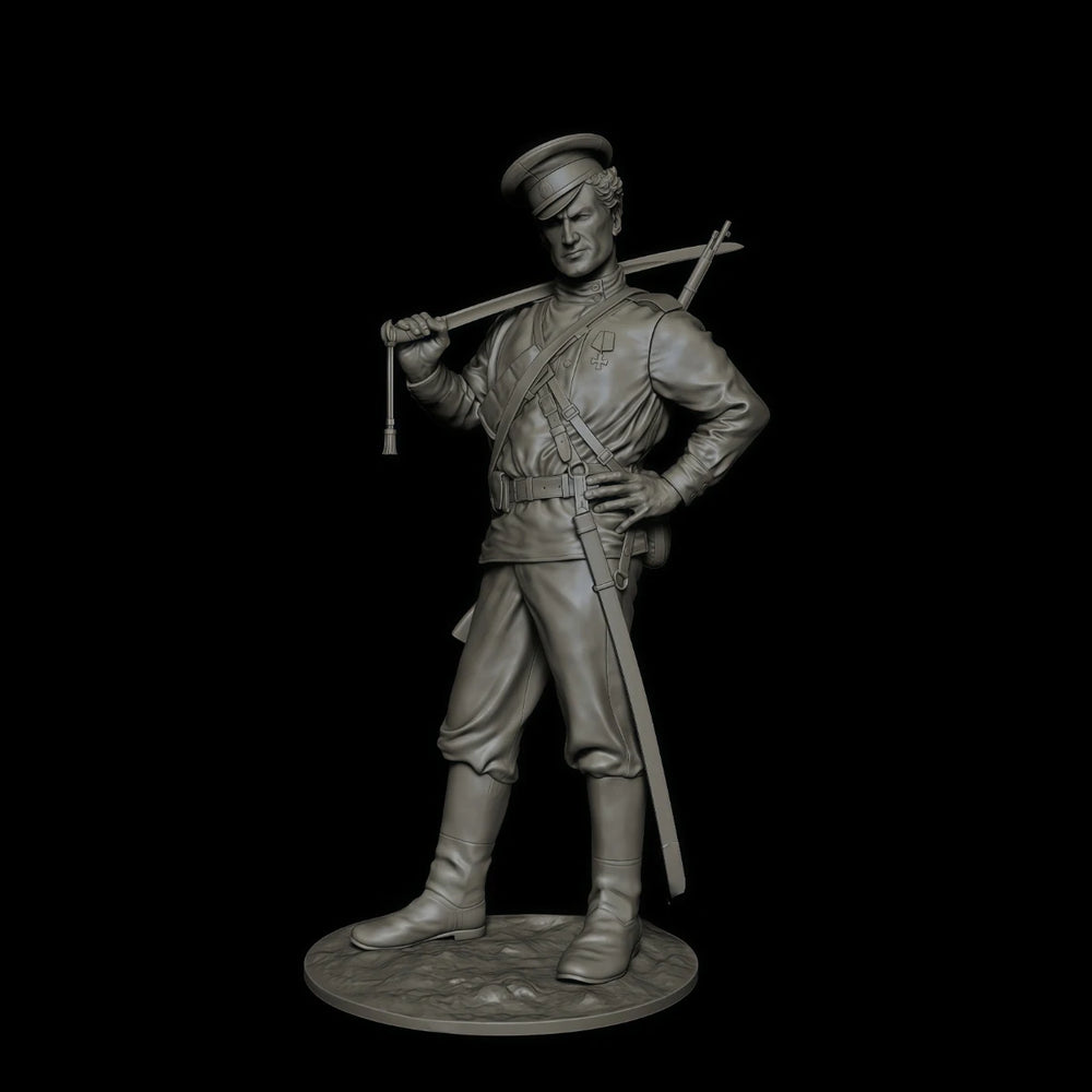 75mm WWI Russian Cossack Warrior, Resin Model Figure Kit, Unassembled and Unpainted