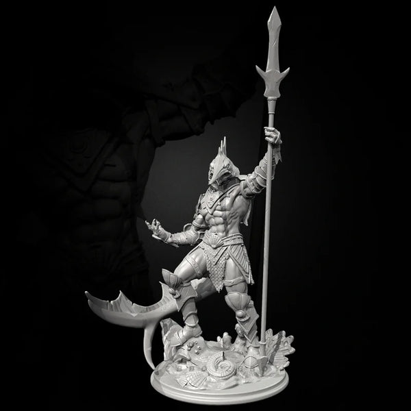 75mm Horned Demon Warrior with Spear, Resin Model Figure Kit, Fantasy Theme, Unassembled and Unpainted