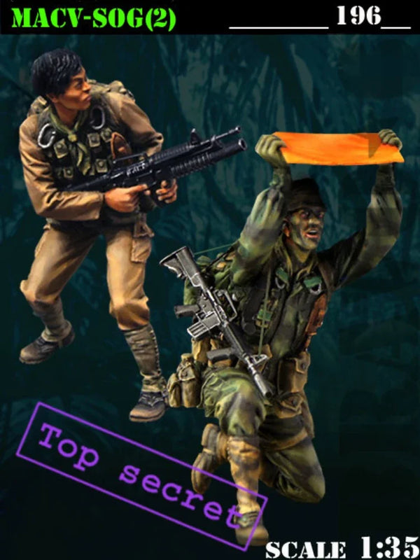 1/35 Vietnam War US SOG Soldiers, 2 Figures, Resin Model Figure Kit, Unassembled and Unpainted