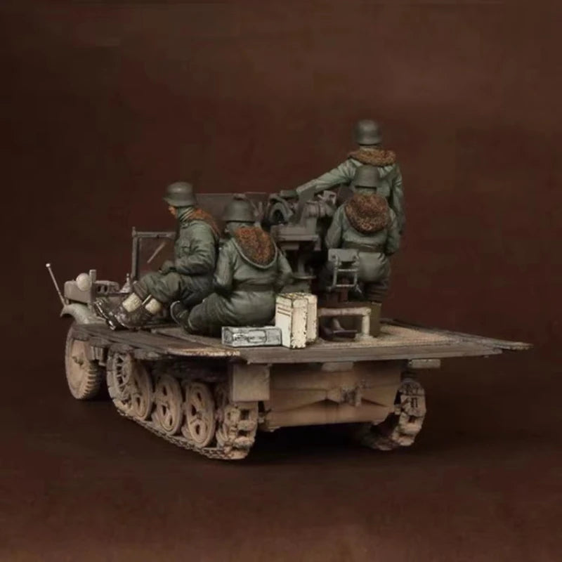 1/35 WWII German Infantry & Vehicles, 5 Figures, Resin Model Figure Kit, Unassembled and Unpainted