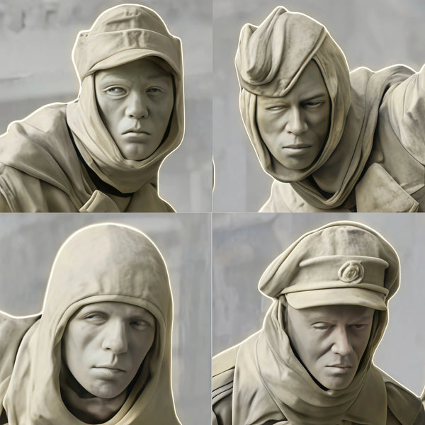1/16 WWI British Infantry with Stretcher Bearers, 4 Figures, Resin Model Figure Kit, Unassembled and Unpainted