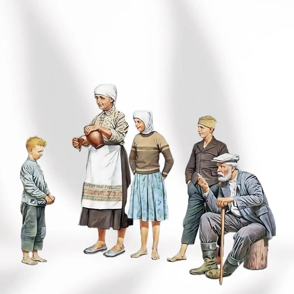1/35 WWI Eastern European Civilians, 6 Figures, Resin Model Figure Kit, Unassembled and Unpainted