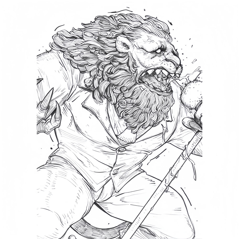 75mm Lion Beast Leader, Resin Model Figure Kit, Fantasy Theme, Unassembled and Unpainted