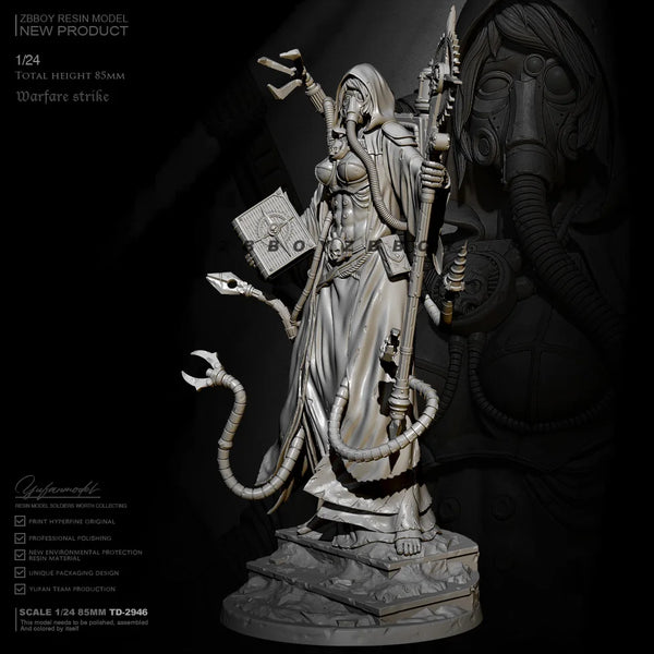 1/24 Sorceress with Summoned Serpents, Resin Model Figure Kit, Fantasy Theme, Unassembled and Unpainted