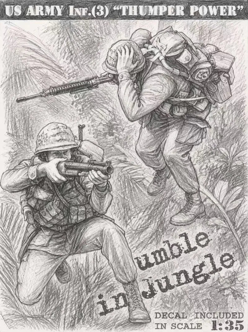 1/35 Vietnam War US Infantry M79 Grenade Launcher Team, 2 Figures, Resin Model Figure Kit, Unassembled and Unpainted