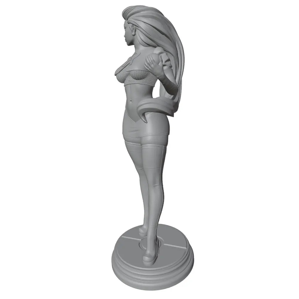 75mm Blonde Pin-up in Red Crop Top and Blue Shorts, Resin Model Figure Kit, Unassembled and Unpainted