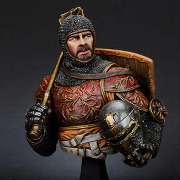 1/10 Medieval Nobleman in Ornate Red Plate Armor, Resin Model Bust Kit, Unassembled and Unpainted
