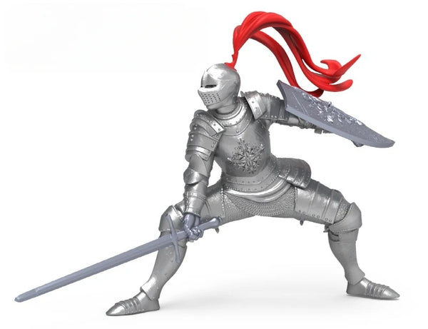 1/35 Red-Haired Knight in Ornate Plate Armor, Resin Model Figure Kit, Fantasy Theme, Unassembled and Unpainted