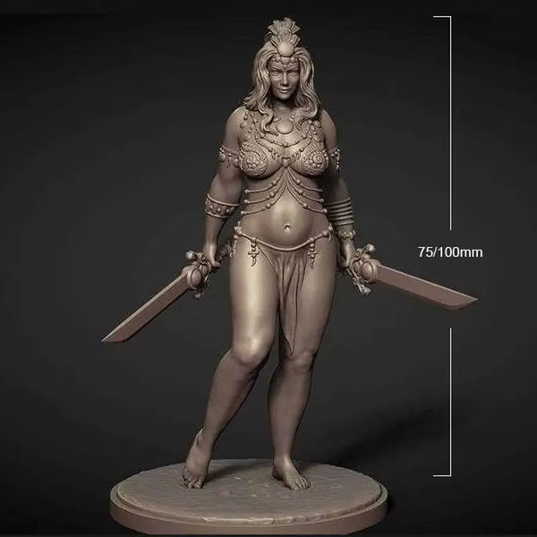 75mm Female Swordswoman, Resin Model Figure Kit, Fantasy Theme, Unassembled and Unpainted