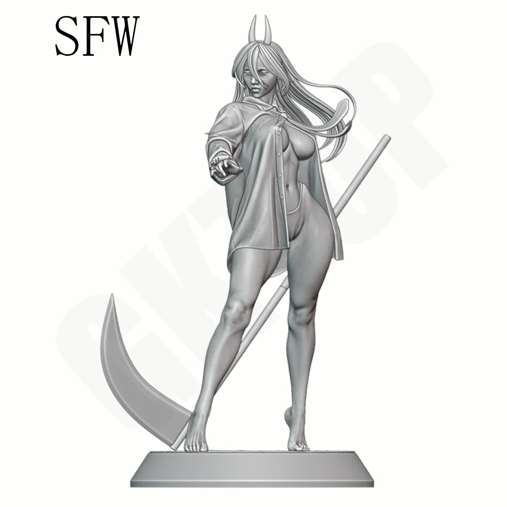 1/24 Dark Fantasy Demon Beauty with Scythe, Resin Model Figure Kit, Fantasy Theme, Unassembled and Unpainted