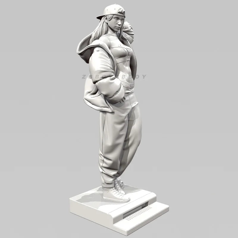 75mm Female with Baseball Cap and Shorts, Resin Model Figure Kit, Unassembled and Unpainted