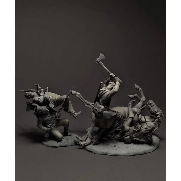 54mm Barbarian Warriors, 3 Figures, Resin Model Figure Kit, Fantasy Theme, Unassembled and Unpainted