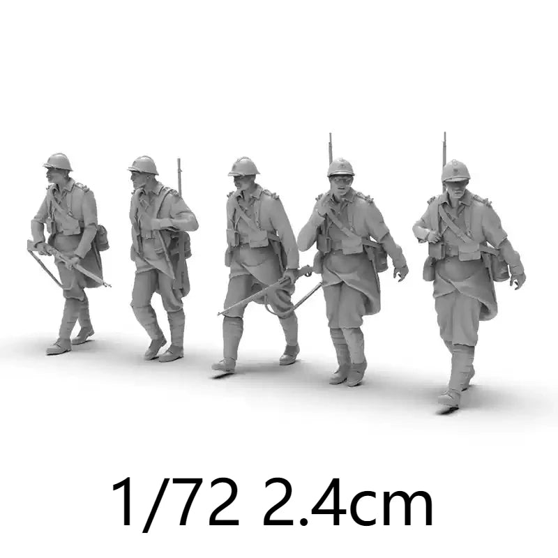 1/72 WWI French Infantry, 8 Figures, Resin Model Figure Kit, Unassembled and Unpainted