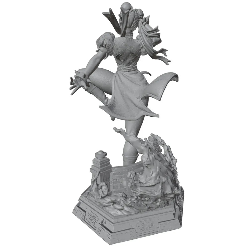 1/24 Female Warrior with Spiky Hair in Combat Pose, Resin Model Figure Kit, Anime Theme, Unassembled and Unpainted